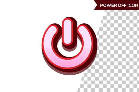 3D Power off Icon Design for Graphics and Icons