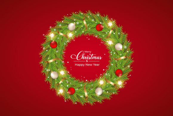 Christmas Door Wreath with Golden Ribbon Graphics Review