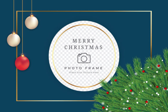 Christmas Photo Frame with Green Leaves: A Graphic Designer's Review of Graphics and Graphic Templates