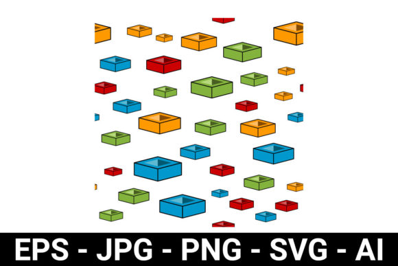 Colorful Isometric Box Seamless Pattern for Graphics & Patterns