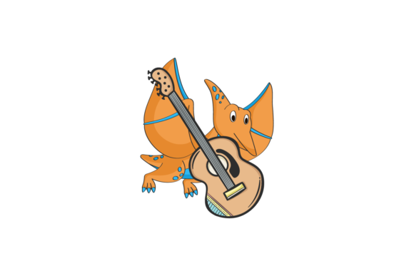 Dinosaur and Musical Instrument: Vibrant Graphics for Modern Illustrations