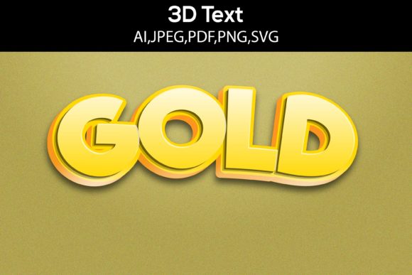 Gold 3D Text Design SVG for Graphics and Layer Styles