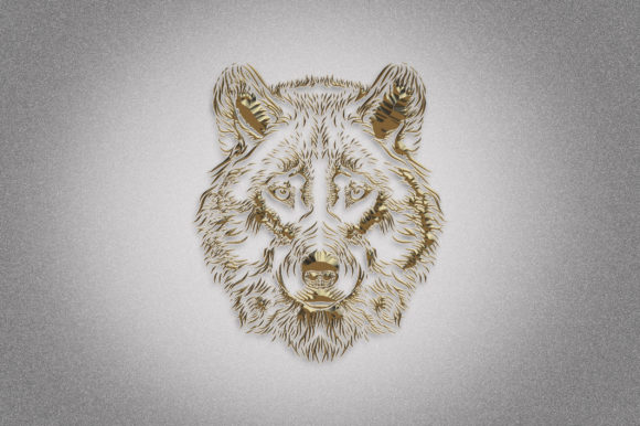 Golden Wolf Design Art, 3d Looks Image for Graphics and Illustrations