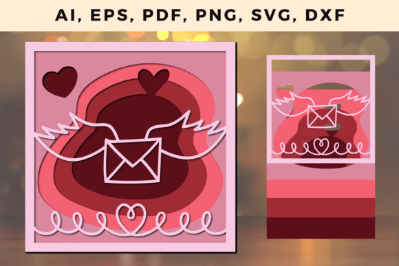 Multi Layer Valentine s Flying Letter SVG for Laser Cutting