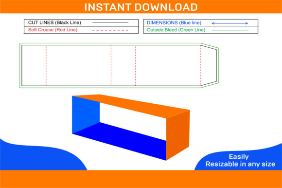 Packaging Sleeve Box Dieline Template for Graphics & Crafts