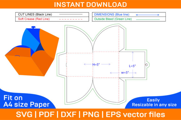 Surprise Gift Box Dieline Template: A Smart Graphics Choice for Print Templates