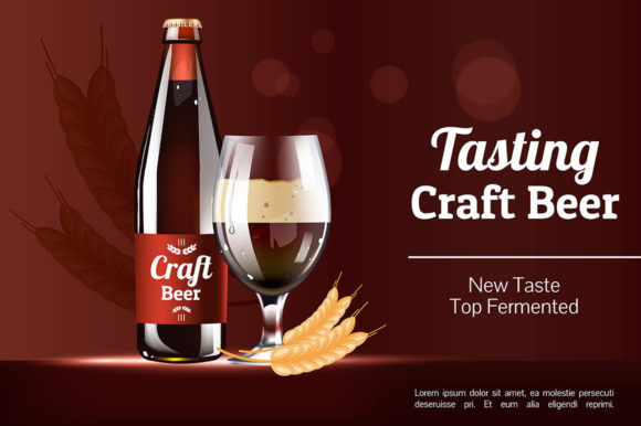 Tasting Craft Beer Realistic Vector Graphics for Templates