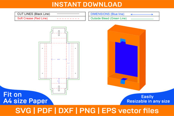 Vape Pen Box Dieline Template and 3D Box for Graphics